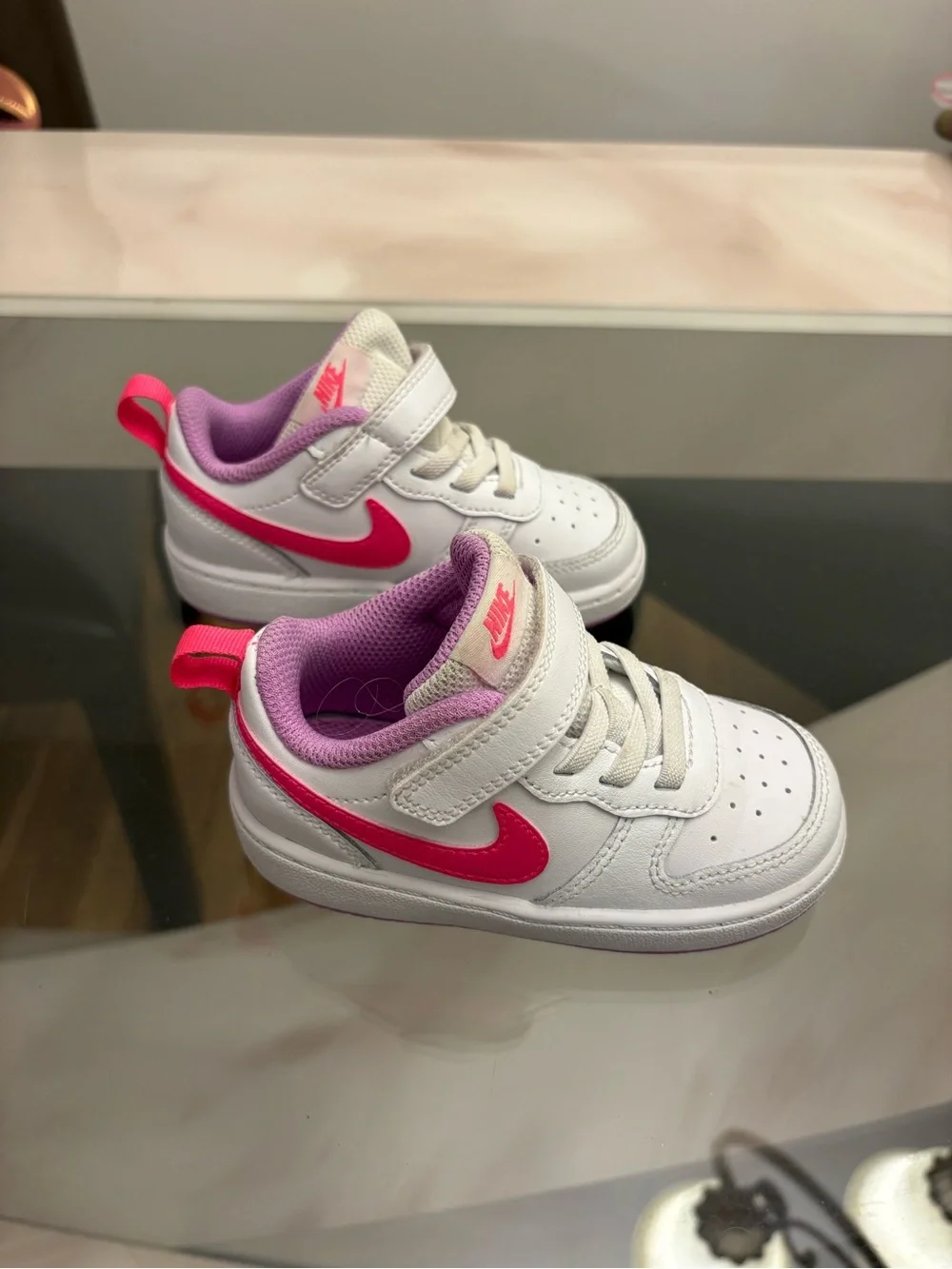 Nike Toddler Sneakers White Pink Hook and Loop Size 7C